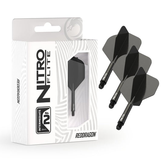 Red Dragon Nitroflite - Black Shaft Black No2 Flights - Individuelle Lasergravur (Personalisiert)